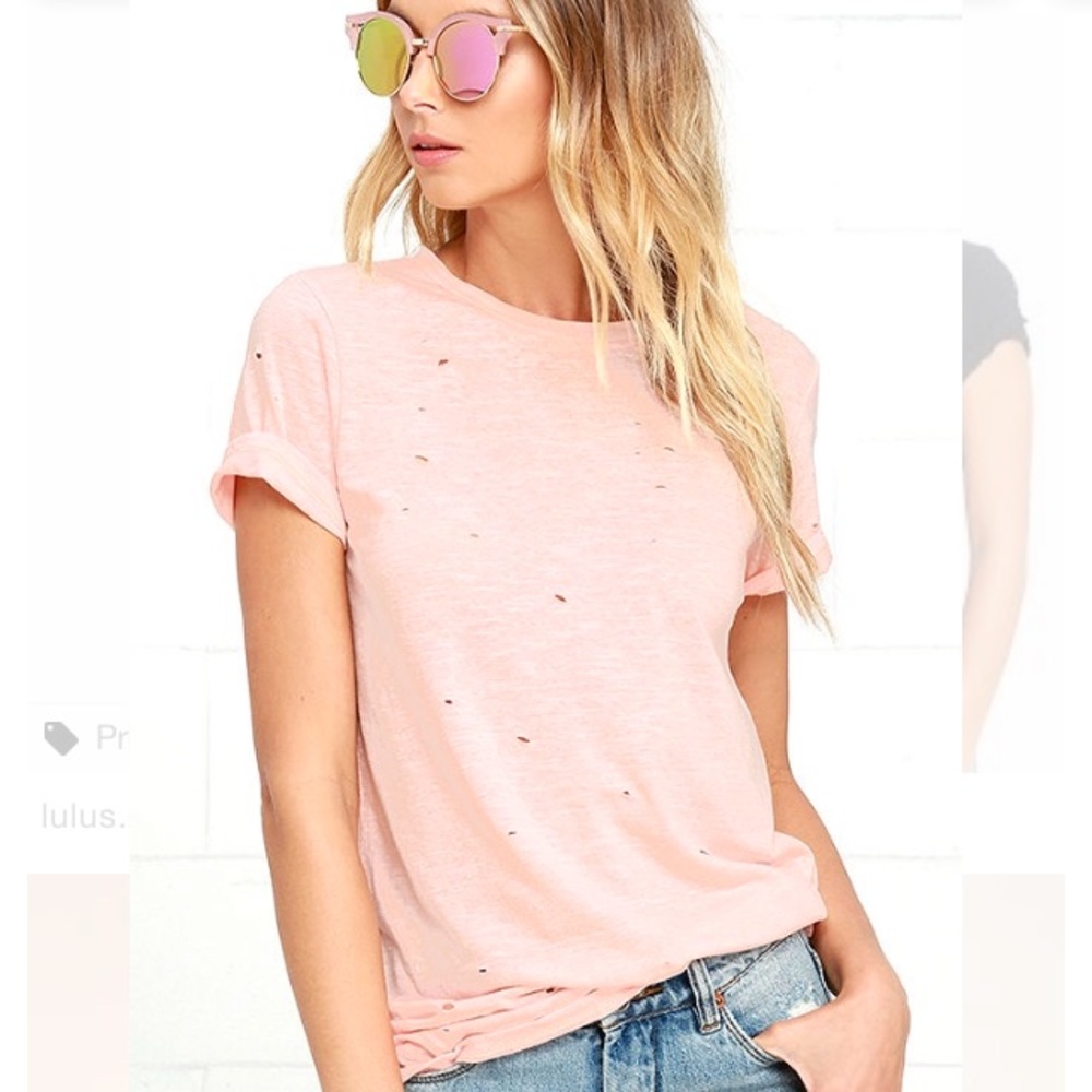 Lulus Pink Distressed T Shirt
